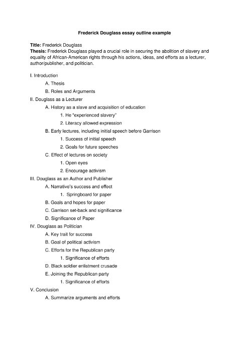 Frederick Douglass essay outline example thumbnail