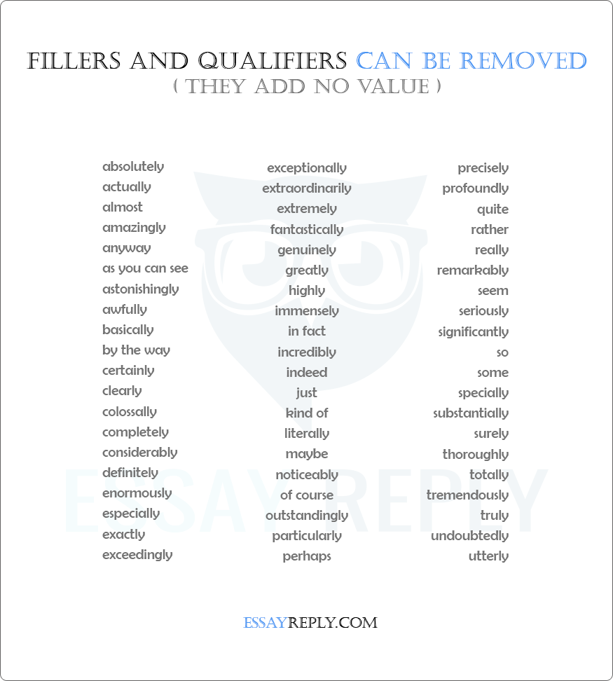 qualifiers and fillers to remove and reduce word count