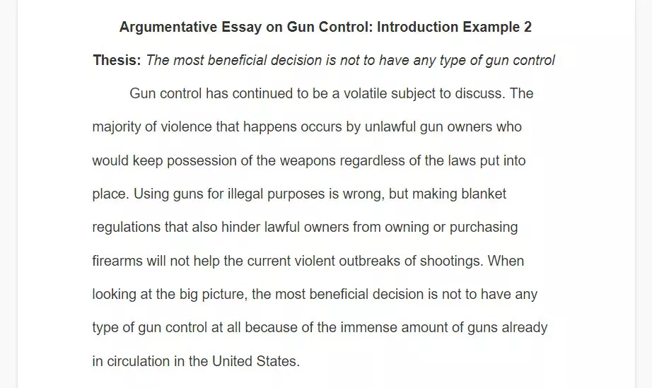 a good thesis statement for gun control