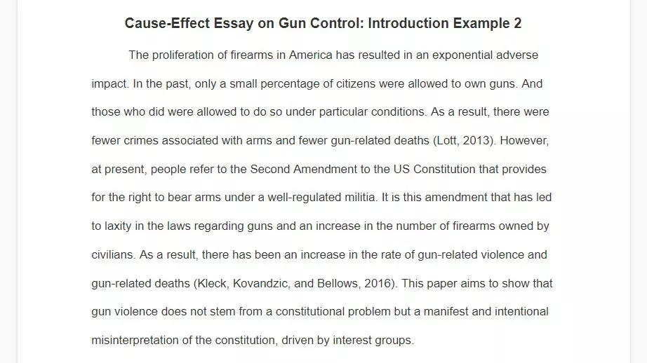 against gun control cause and effect essay introduction sample