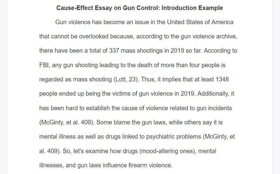 cause and effect essay on gun control introduction example