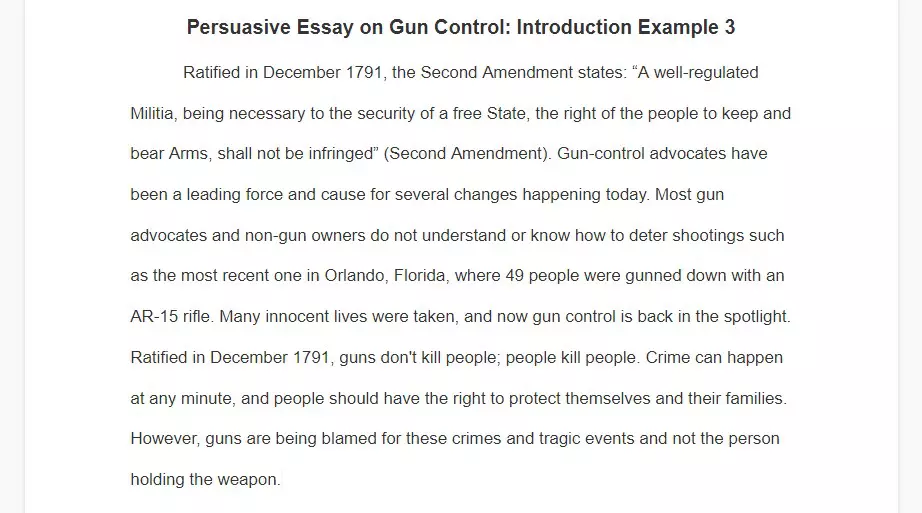 against gun control persuasive essay introduction example