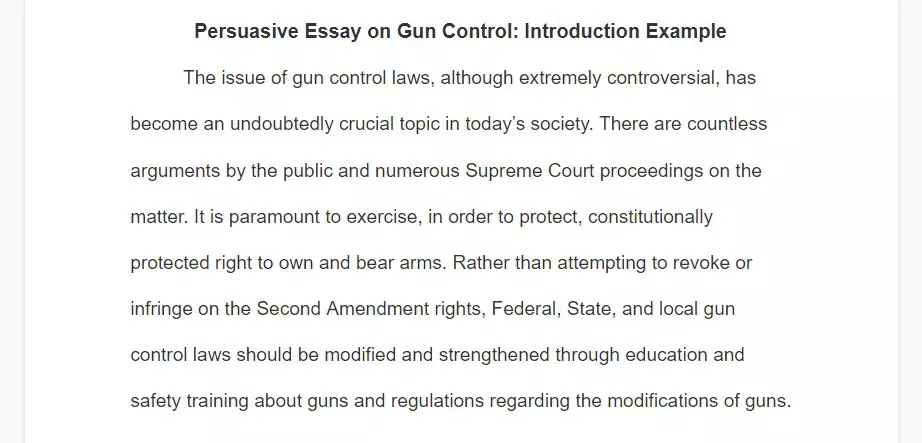 persuasive essay on gun control introduction example