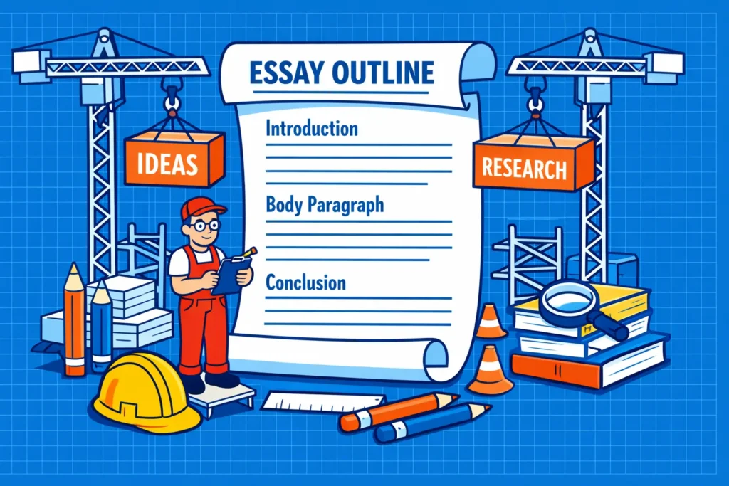 A clean, 2D isometric illustration in a flat vector style with bold blue outlines